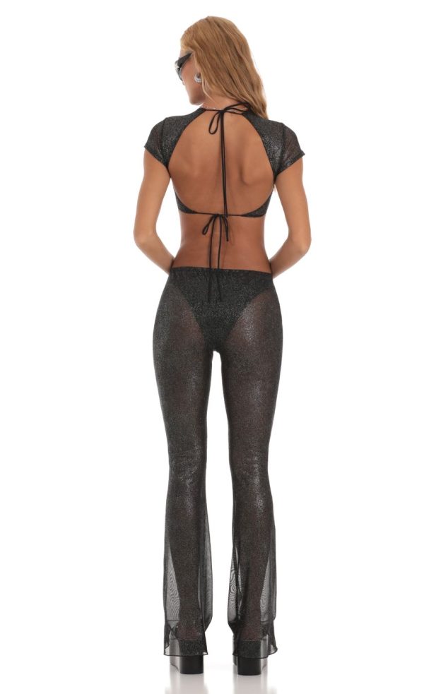 Shimmer Three Piece Pant Set in Black - Image 2