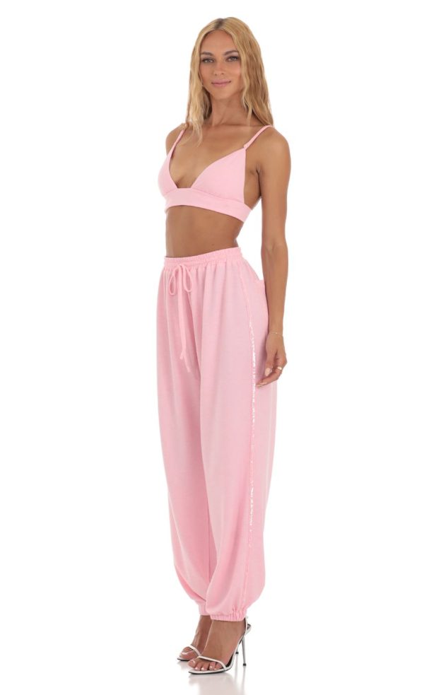 Sequin Two Piece Set in Pink