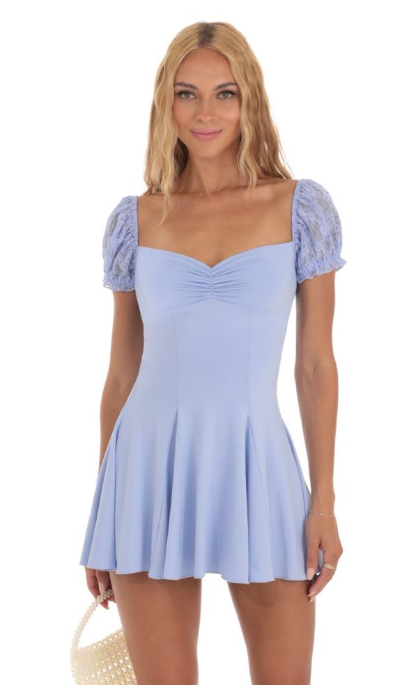 Lace Sequin Dress in Blue - Image 4