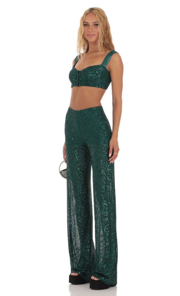 Sequin Two Piece Set in Green - Image 3