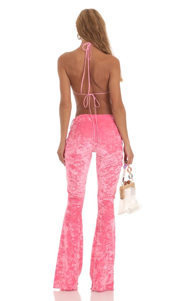 Crushed Velvet Two Piece Set in Pink - Image 3