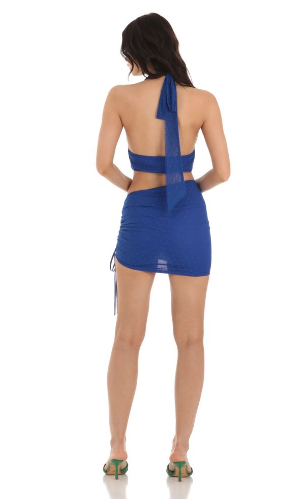 Mesh Dotted Two Piece Set in Blue - Image 2