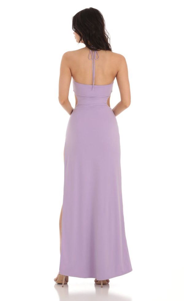 Rhinestone Cutout Maxi Dress in Purple - Image 2