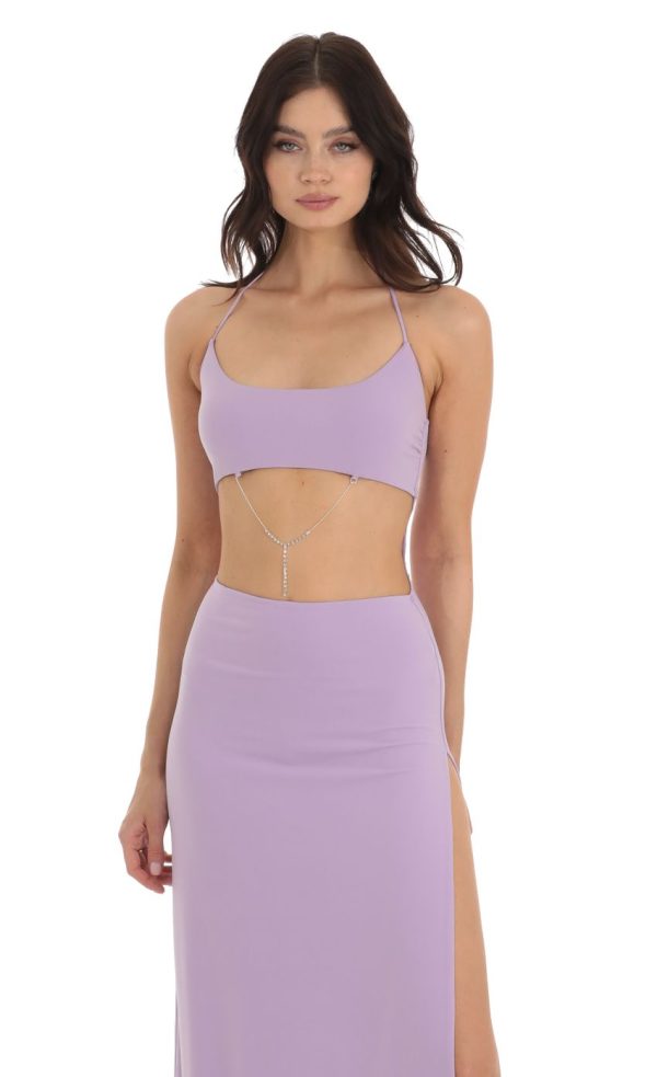 Rhinestone Cutout Maxi Dress in Purple - Image 4