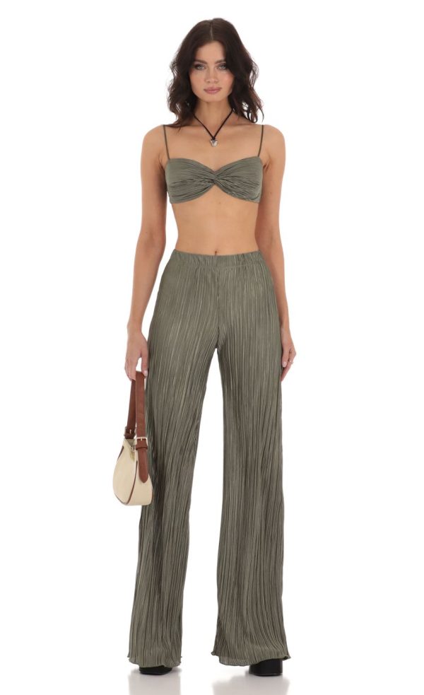 Pleated Two Piece Set in Green