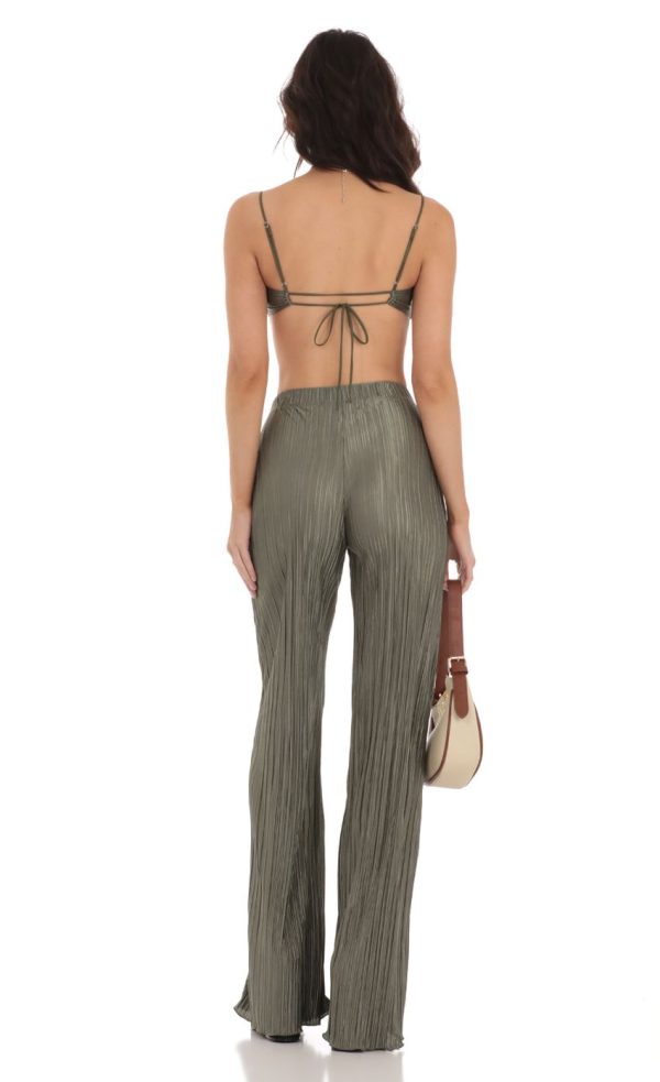 Pleated Two Piece Set in Green - Image 2