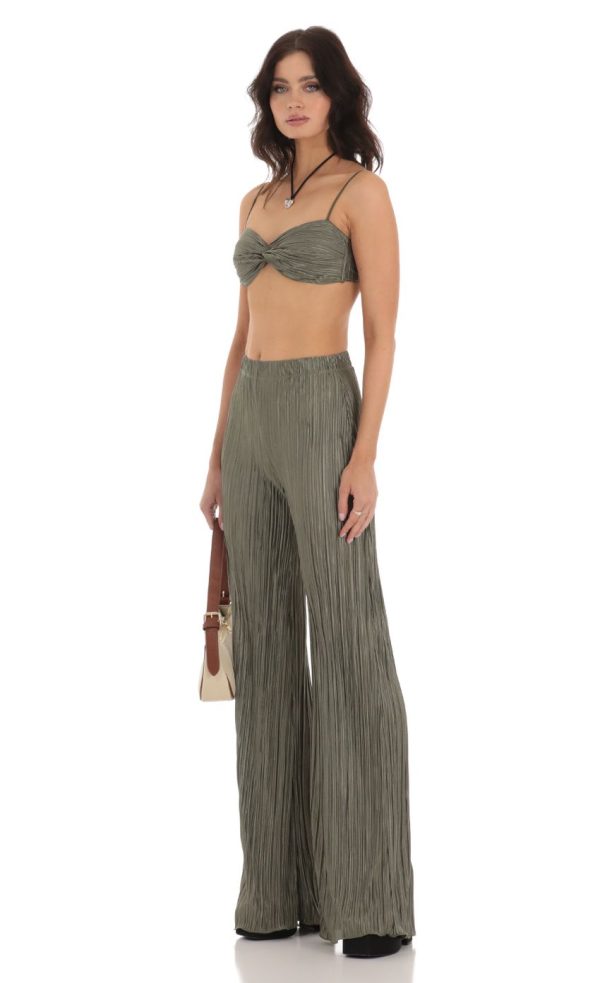 Pleated Two Piece Set in Green - Image 3