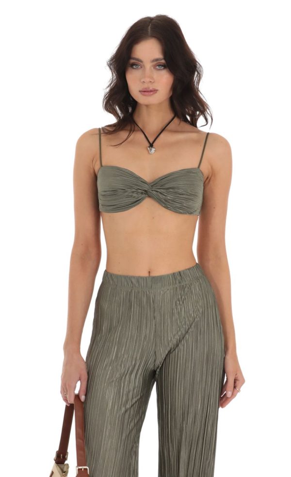 Pleated Two Piece Set in Green - Image 4