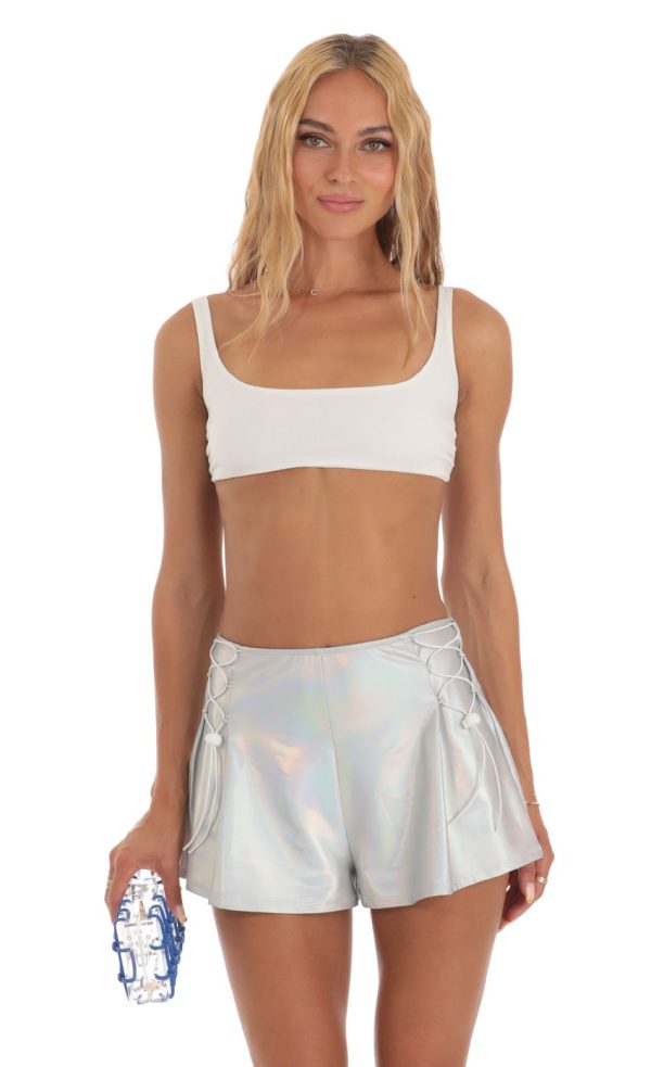 Iridescent Shorts in Silver