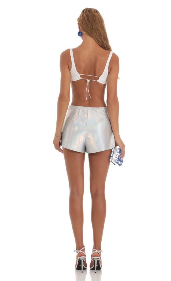 Iridescent Shorts in Silver - Image 2