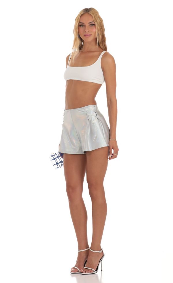 Iridescent Shorts in Silver - Image 3