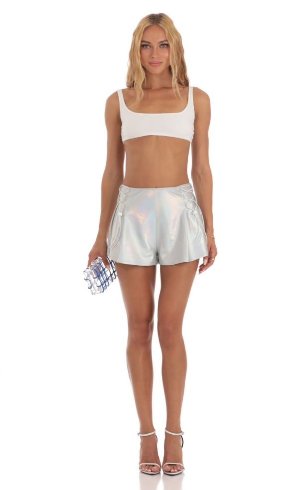 Iridescent Shorts in Silver - Image 4