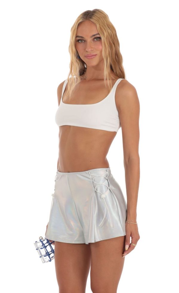 Iridescent Shorts in Silver - Image 5