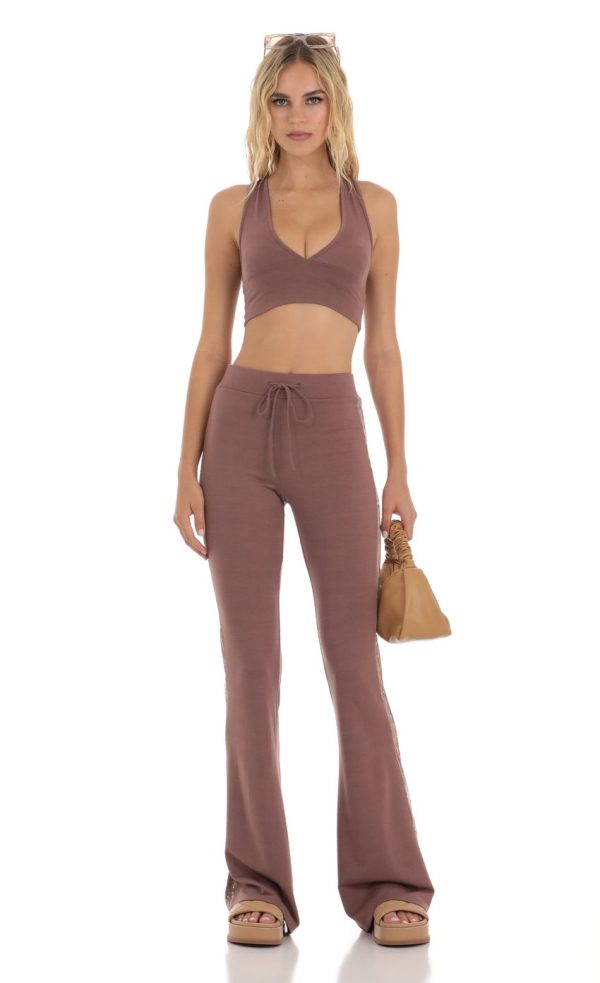 Sequin Two Piece Set in Brown - Image 2