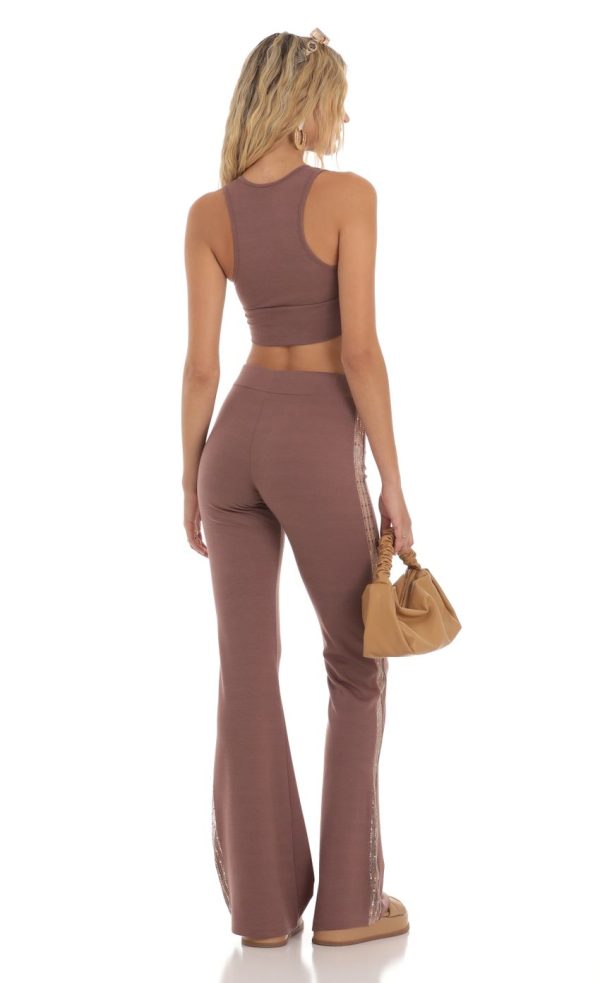Sequin Two Piece Set in Brown - Image 3
