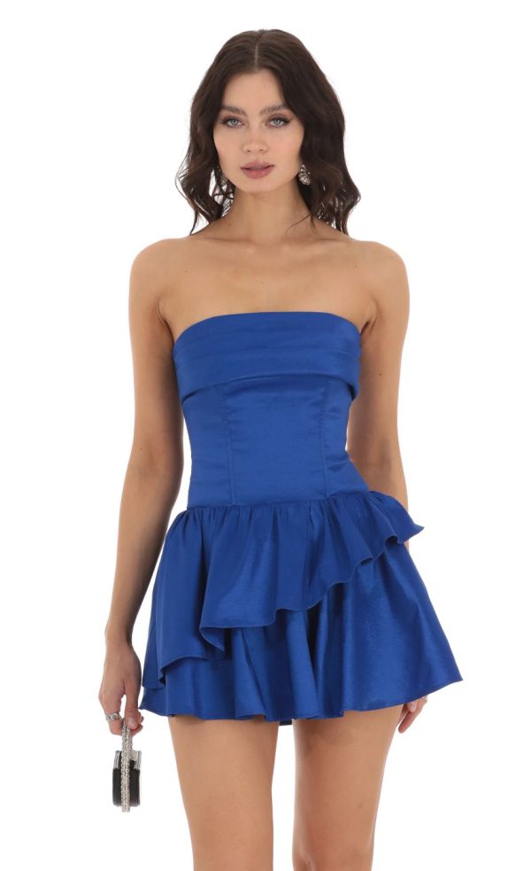 Corset Strapless Dress in Blue - Image 4