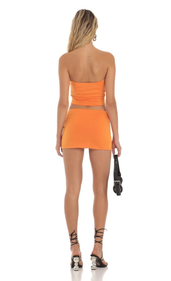 Brigid Rhinestone Strapless Two Piece Set in Orange - Image 2