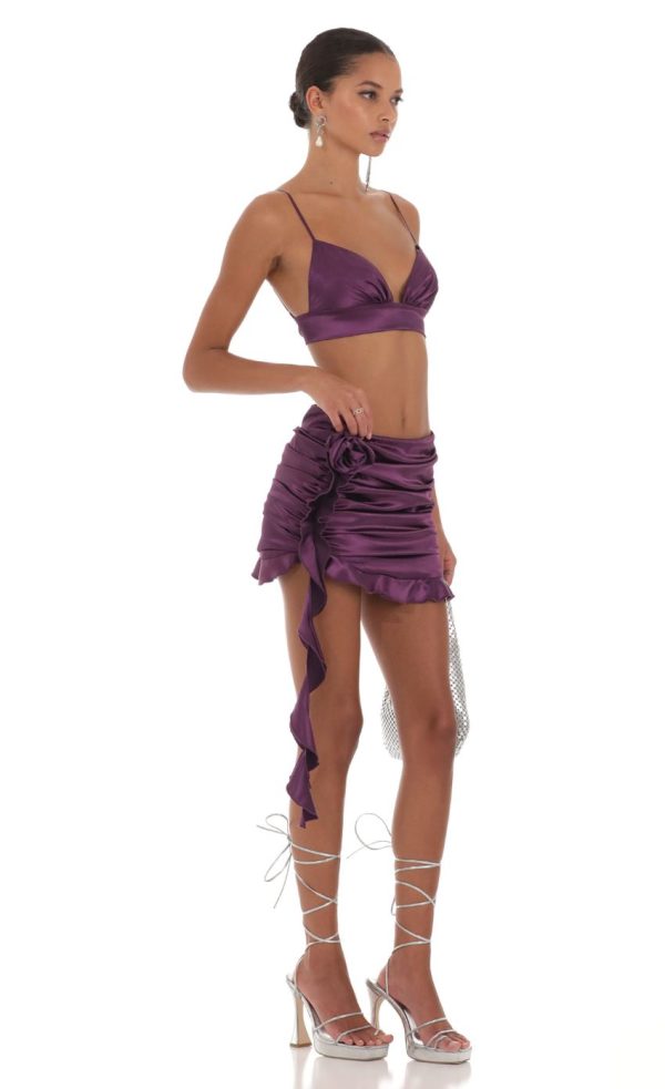 Rose Tassel Two Piece Set in Purple