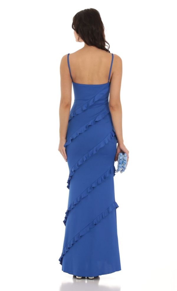 Ruffle Maxi Dress in Blue - Image 2