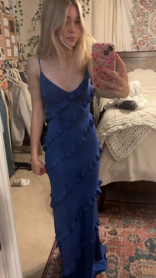 Ruffle Maxi Dress in Blue - Image 7
