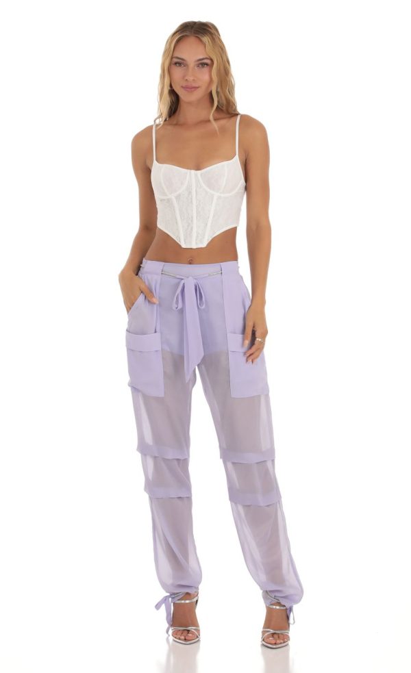 Rhinestone Pants in Lilac