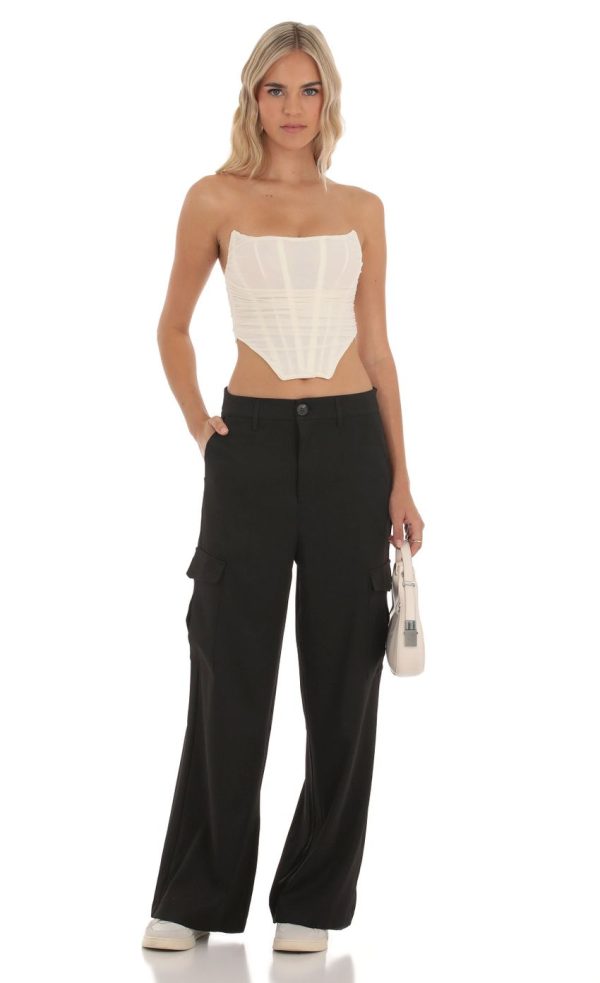 Hecate Wide Leg Cargo Pants in Black - Image 3