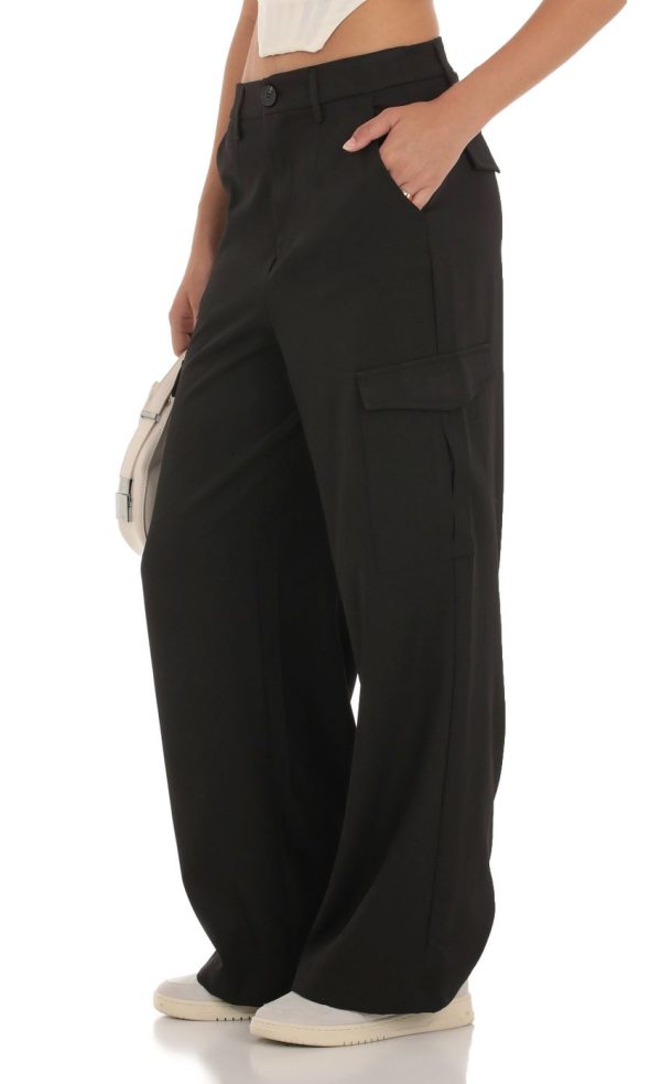 Hecate Wide Leg Cargo Pants in Black - Image 4
