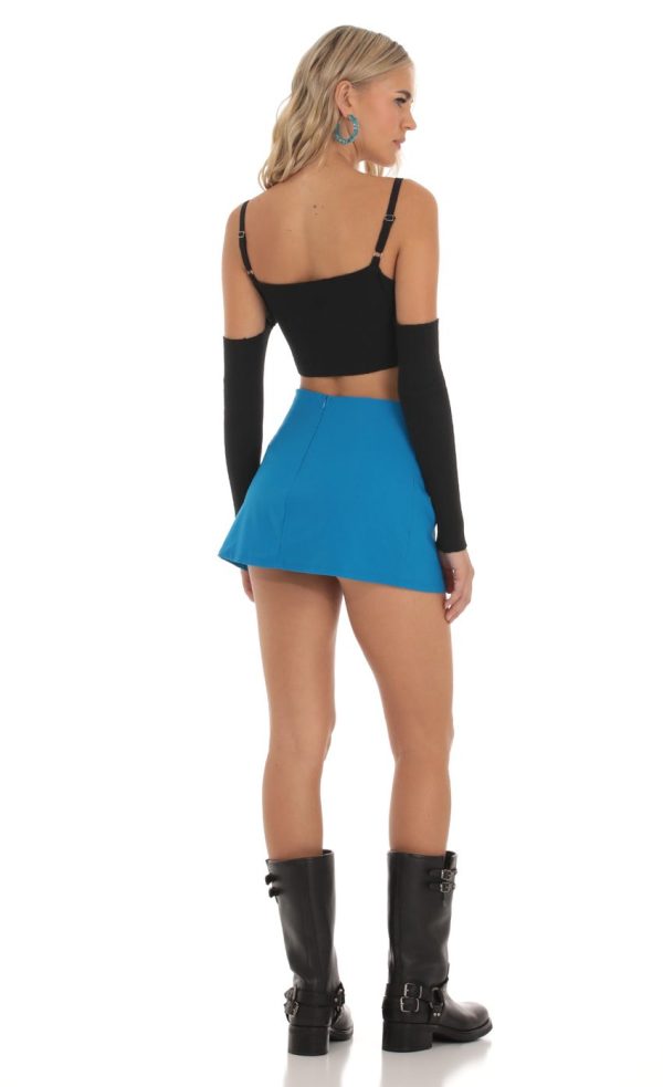 Side Slit Skort in Blue - Image 2