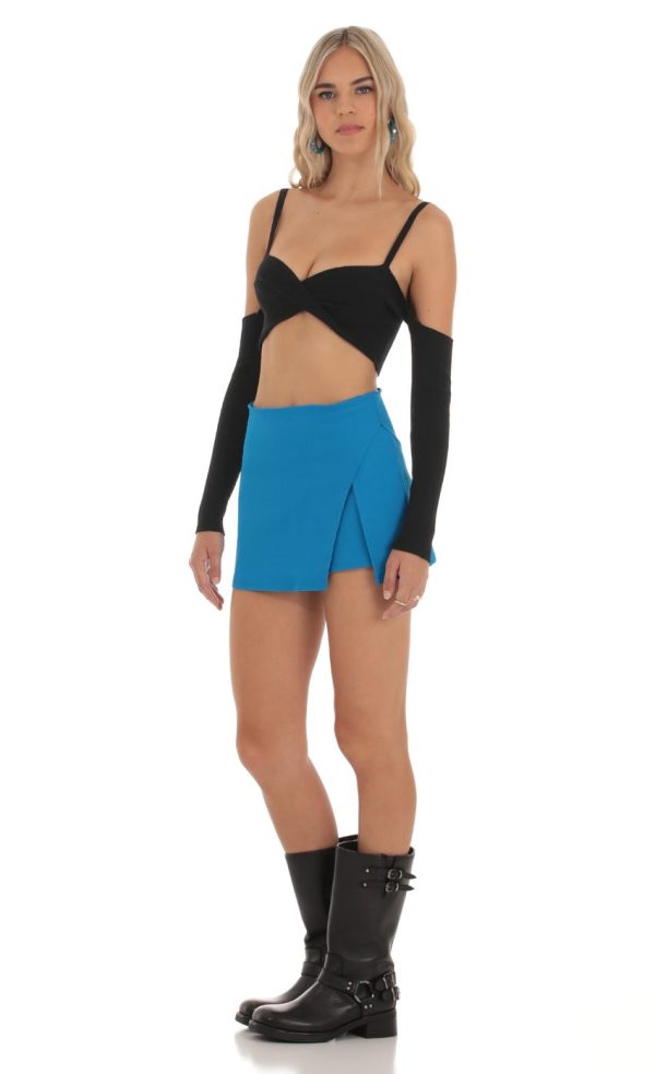 Side Slit Skort in Blue - Image 3
