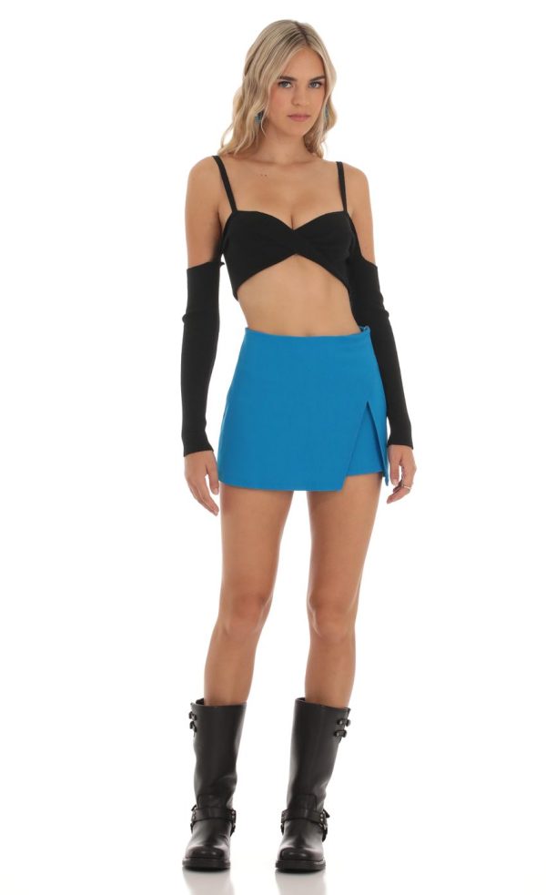 Side Slit Skort in Blue - Image 4