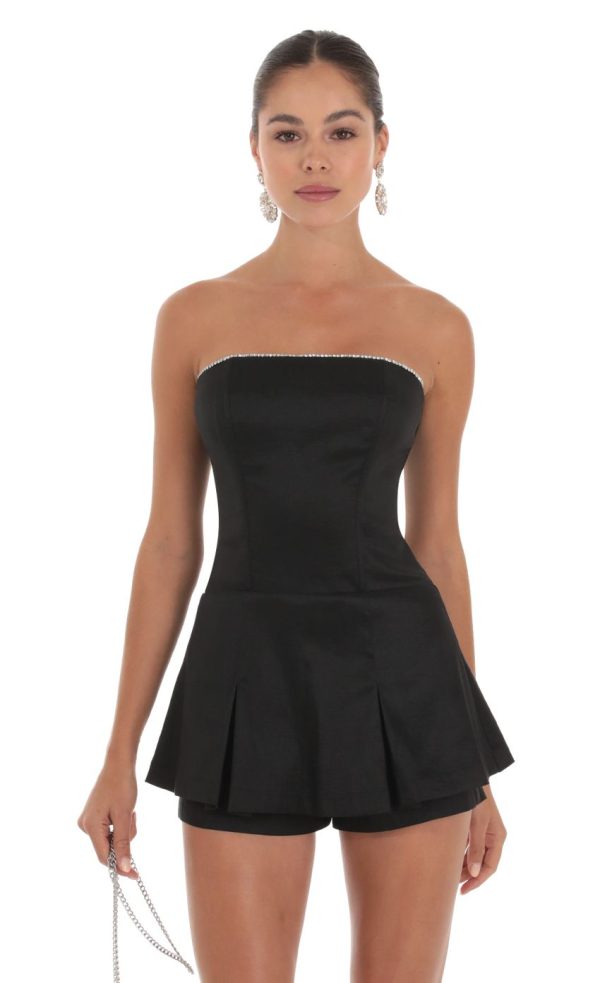 Rhinestone Romper in Black