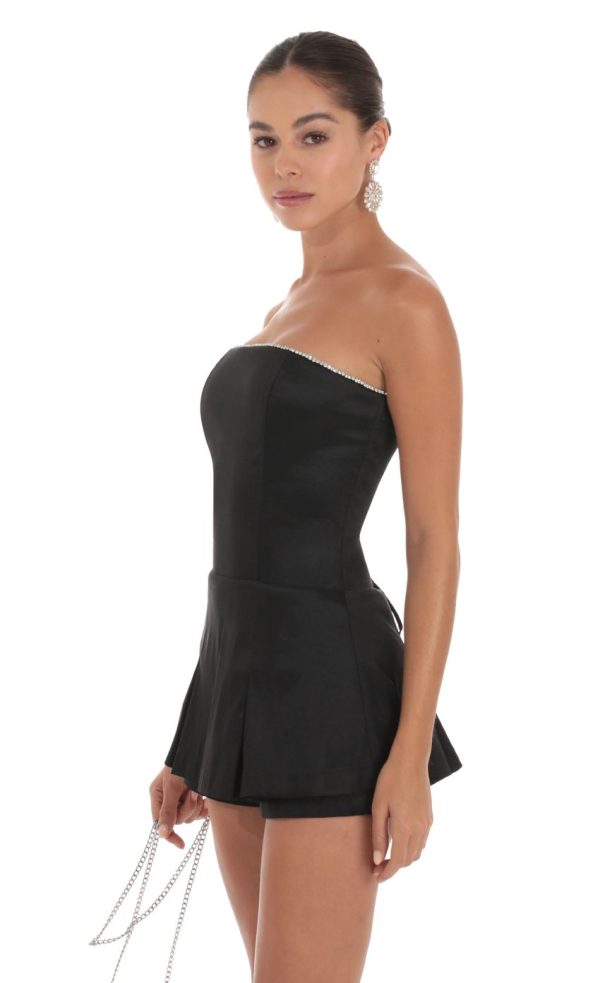Rhinestone Romper in Black - Image 4