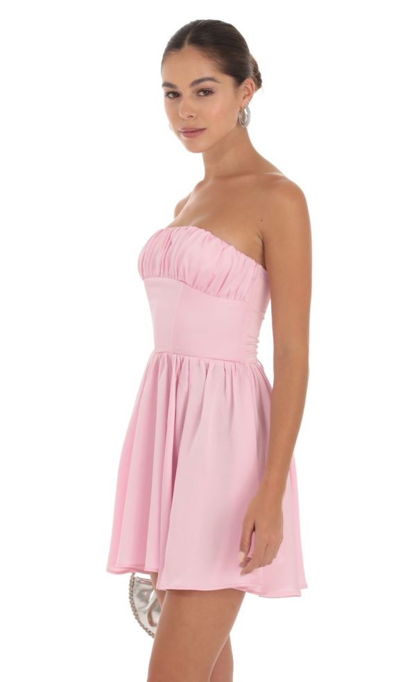 Satin Corset Dress in Pink - Image 4