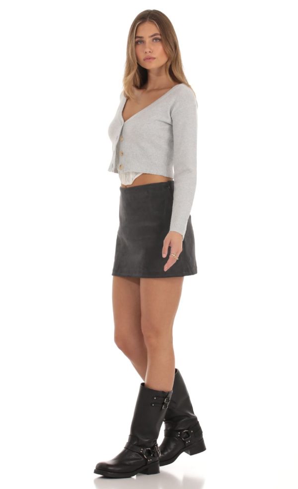 Suede Skort in Grey - Image 3