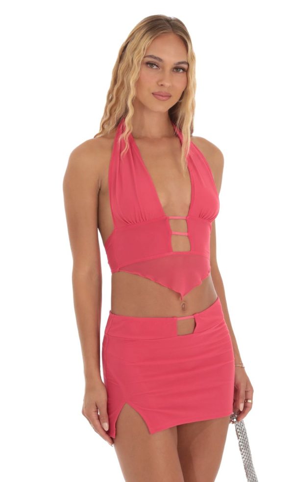 Halter Two Piece Set in Pink - Image 4