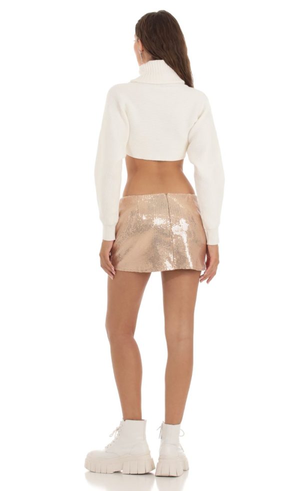 Cropped Turtleneck Jumper in White - Image 2