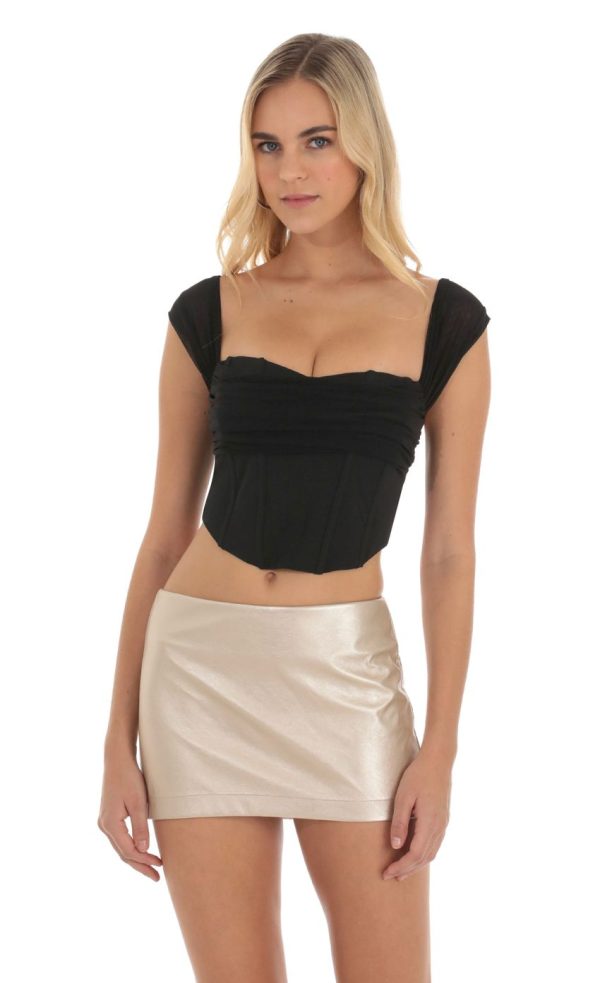 Mesh Corset Top in Black