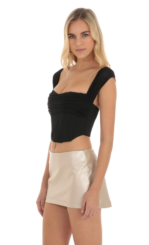 Mesh Corset Top in Black - Image 3