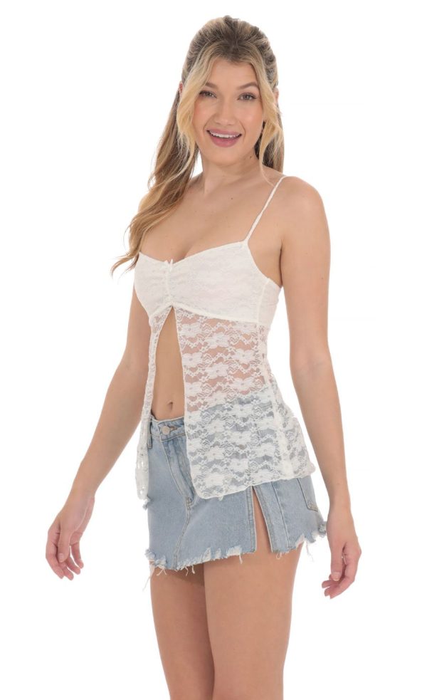 Lace Babydoll Top in White - Image 3
