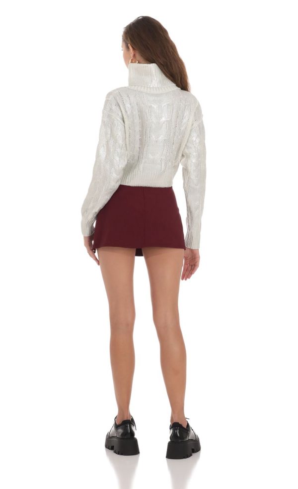 Silver Shimmer Turtleneck Jumper in White - Image 2