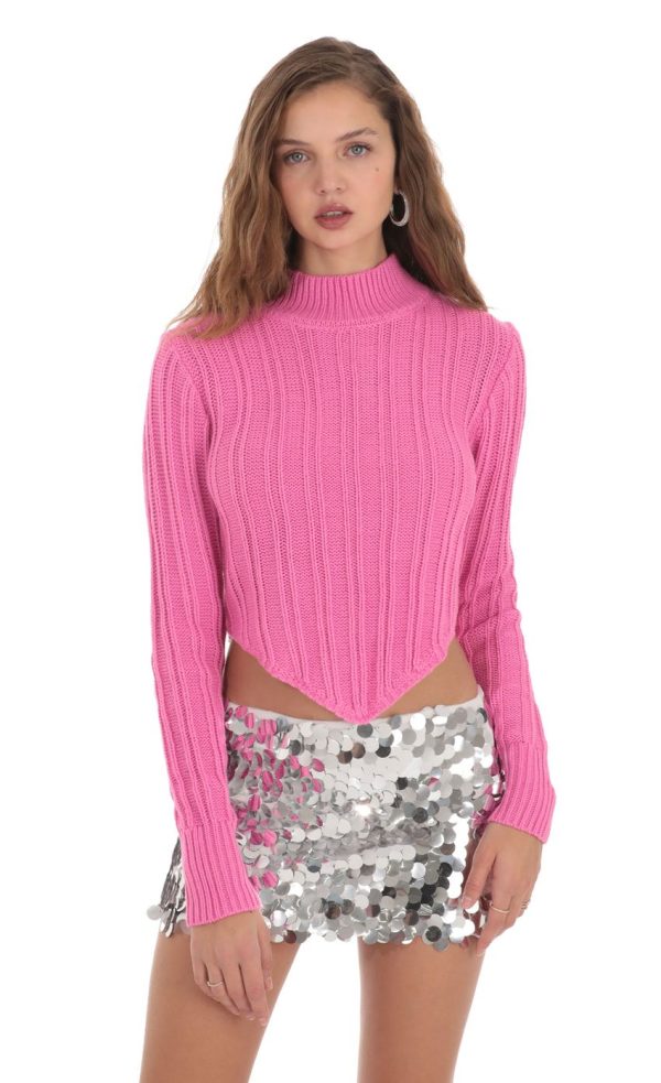 Turtleneck Knit Jumper in Pink