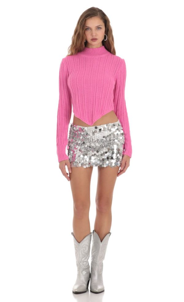 Turtleneck Knit Jumper in Pink - Image 4