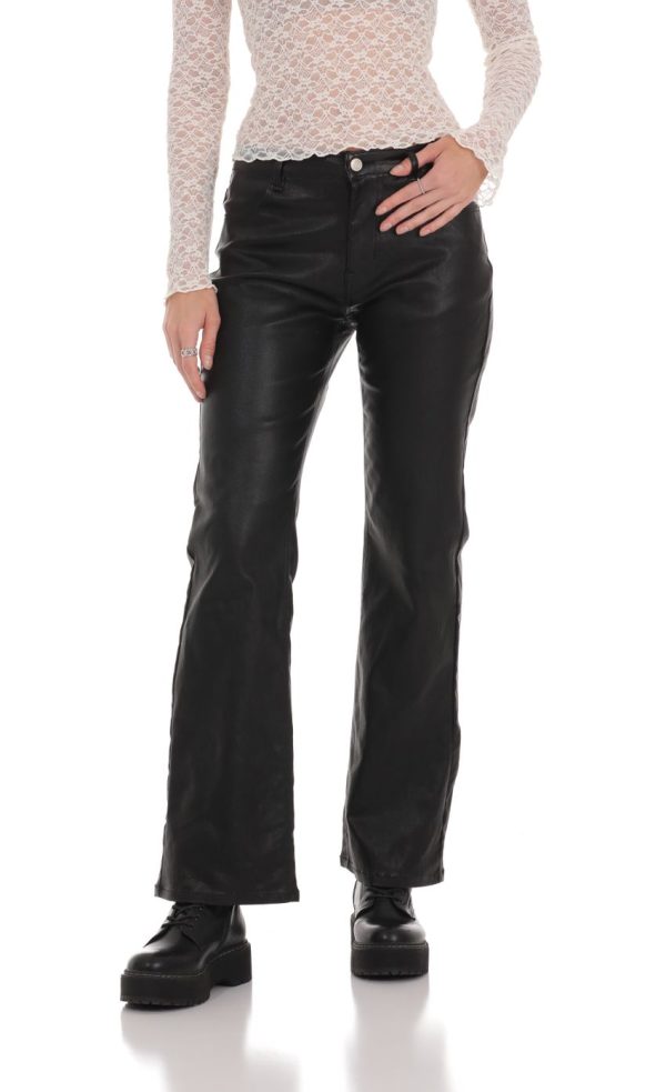 Pleather Jeans in Black - Image 4