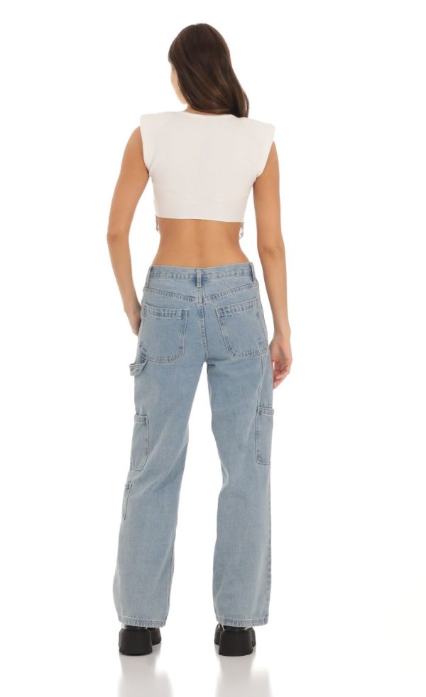 Rhinestone Fringe Knit Top in White - Image 2
