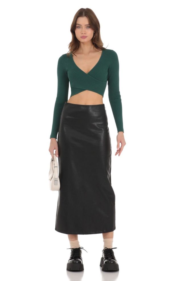 Faux Leather Maxi Skirt in Black