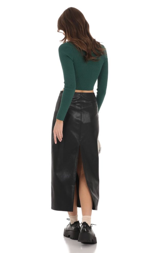 Faux Leather Maxi Skirt in Black - Image 2