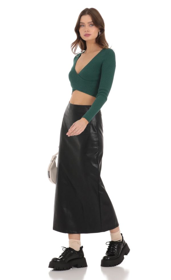 Faux Leather Maxi Skirt in Black - Image 3
