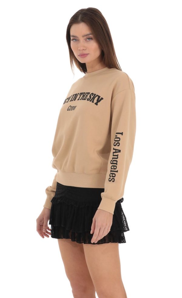 Lucy in the Sky Crew Jumper in Brown - Image 3