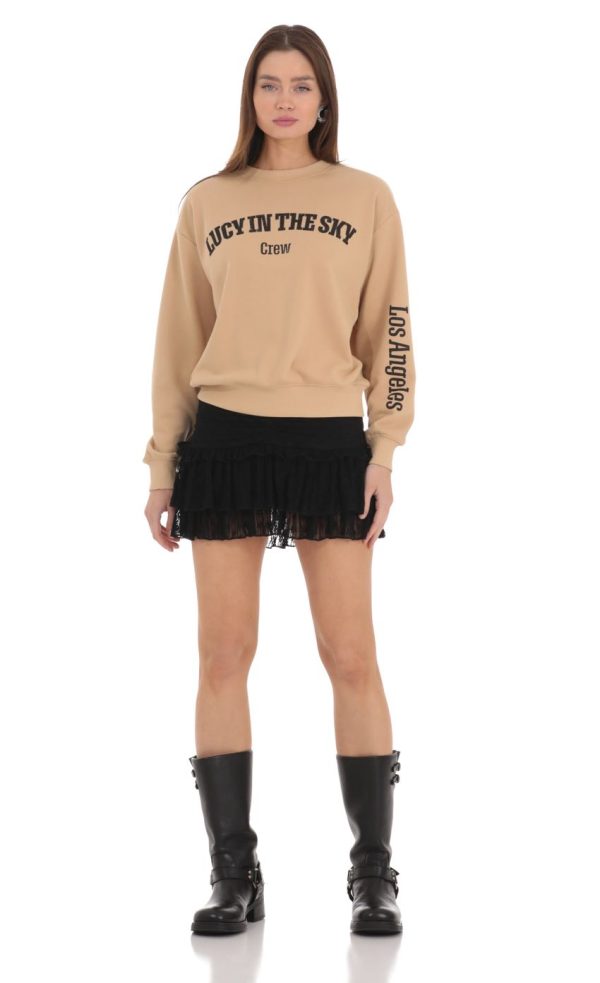 Lucy in the Sky Crew Jumper in Brown - Image 4