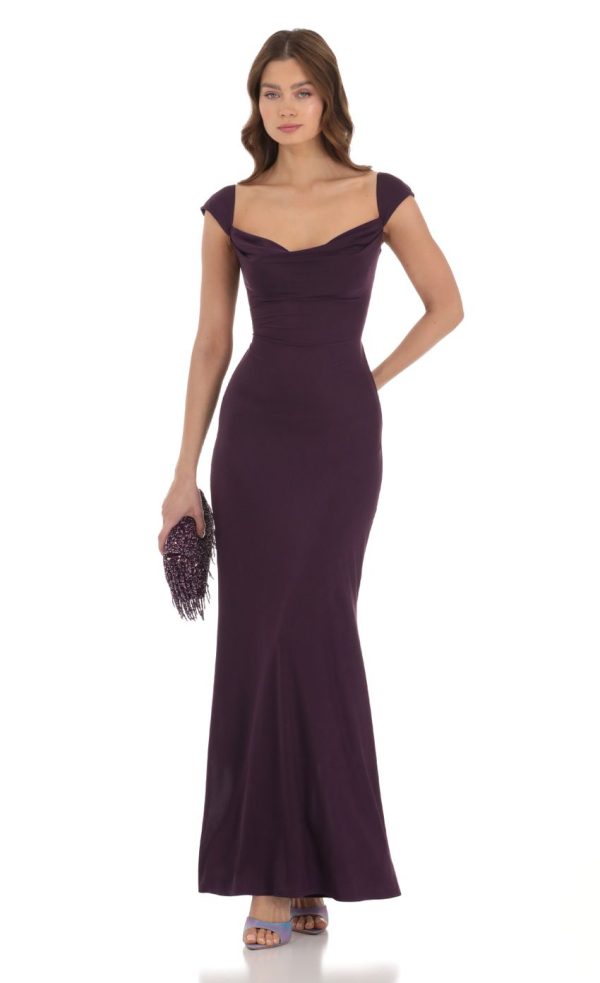Strappy Cowl Neck Maxi Dress in Purple - Image 2
